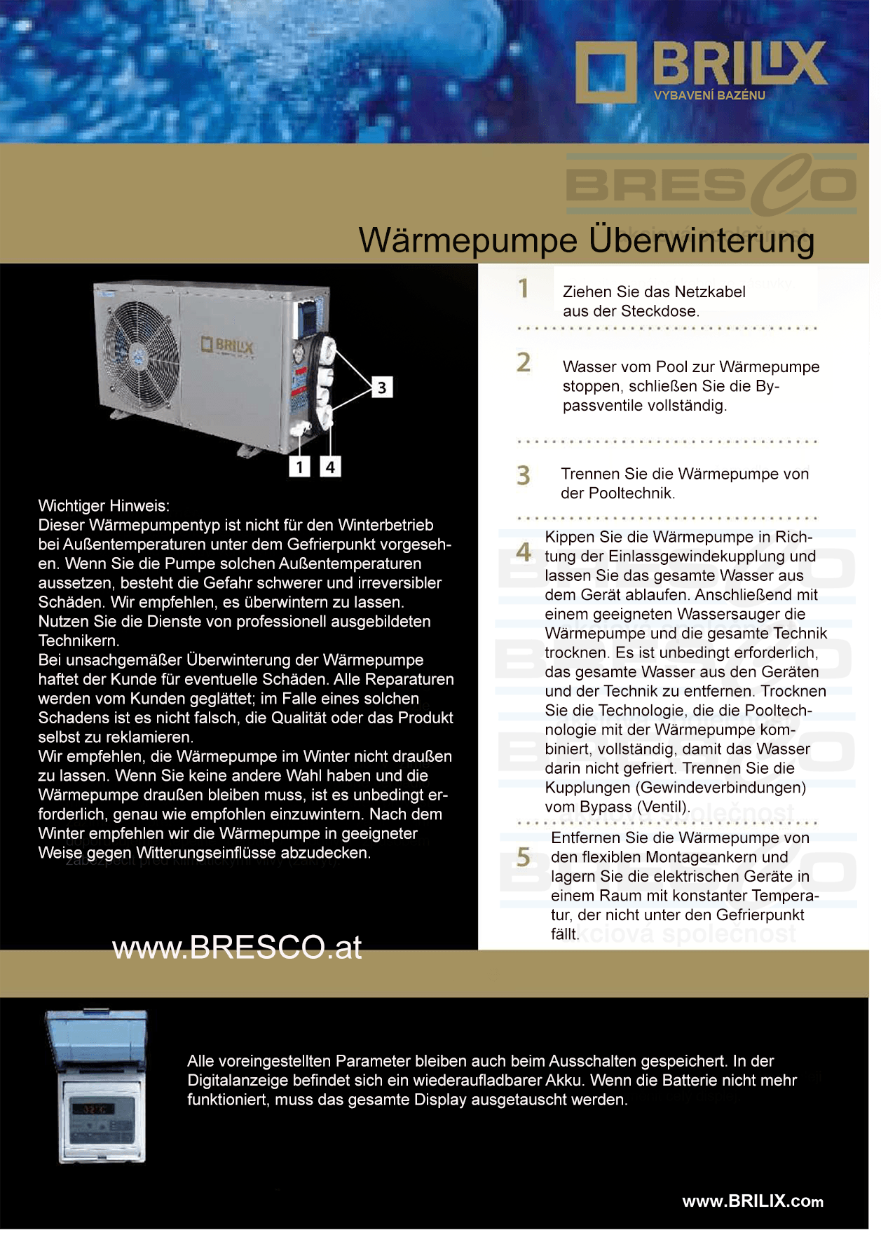 Überwinterung Brilix Wärmepumpe